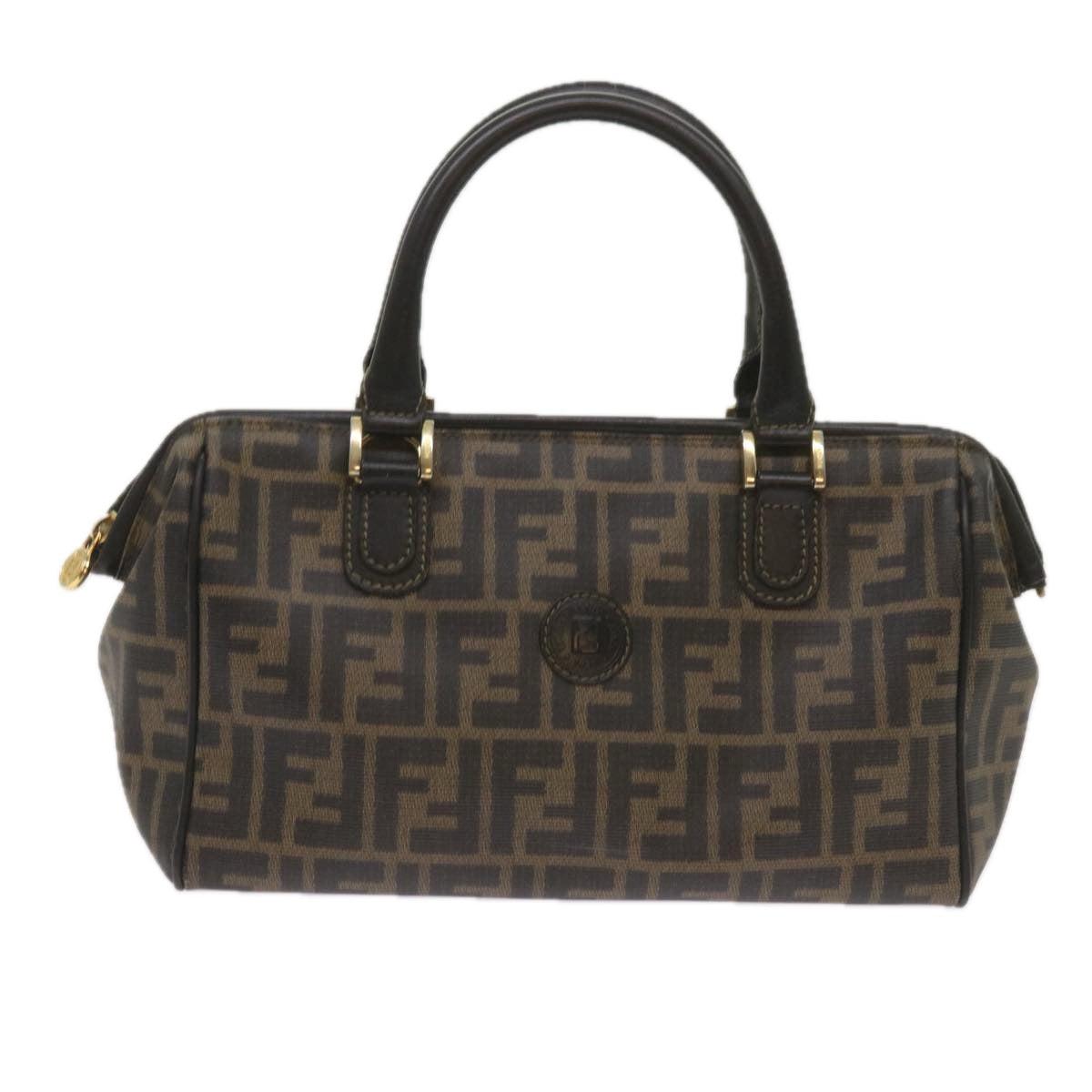 FENDI Zucca Canvas Hand Bag Black Brown yk11054