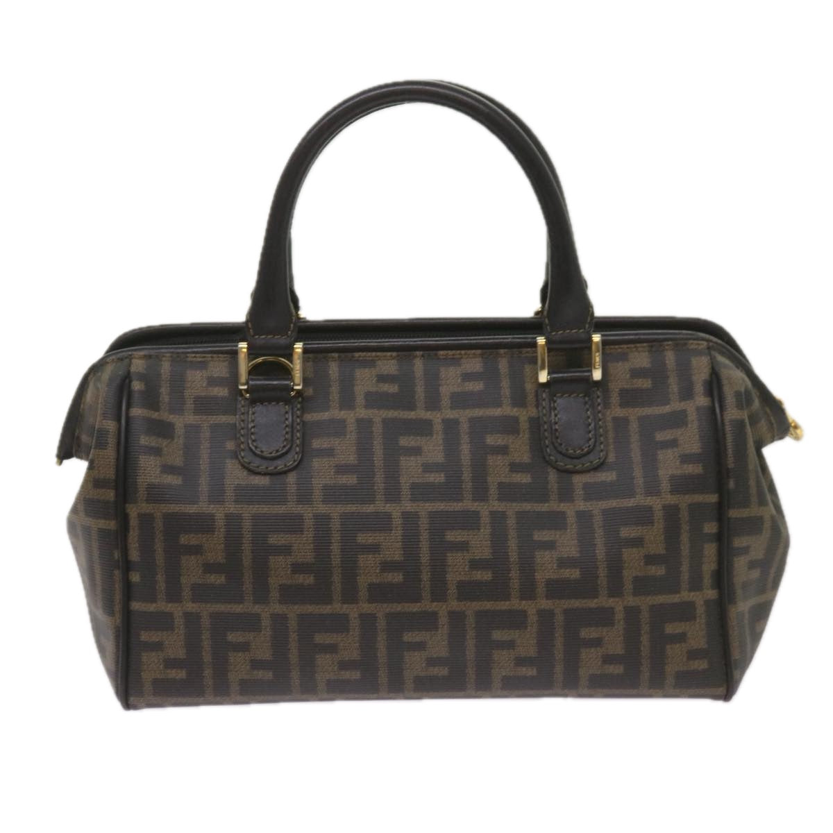 FENDI Zucca Canvas Hand Bag Black Brown yk11054