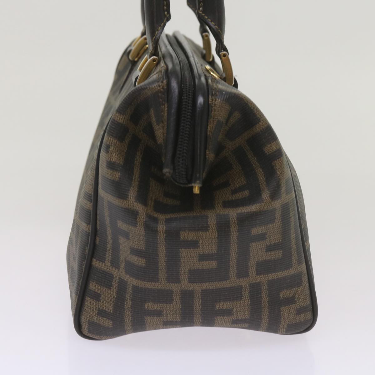 FENDI Zucca Canvas Hand Bag Black Brown yk11054