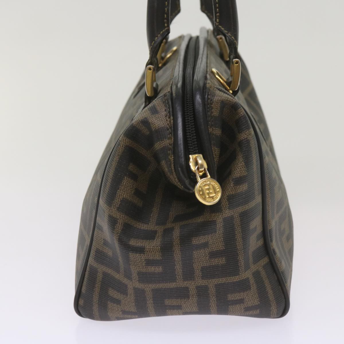FENDI Zucca Canvas Hand Bag Black Brown yk11054