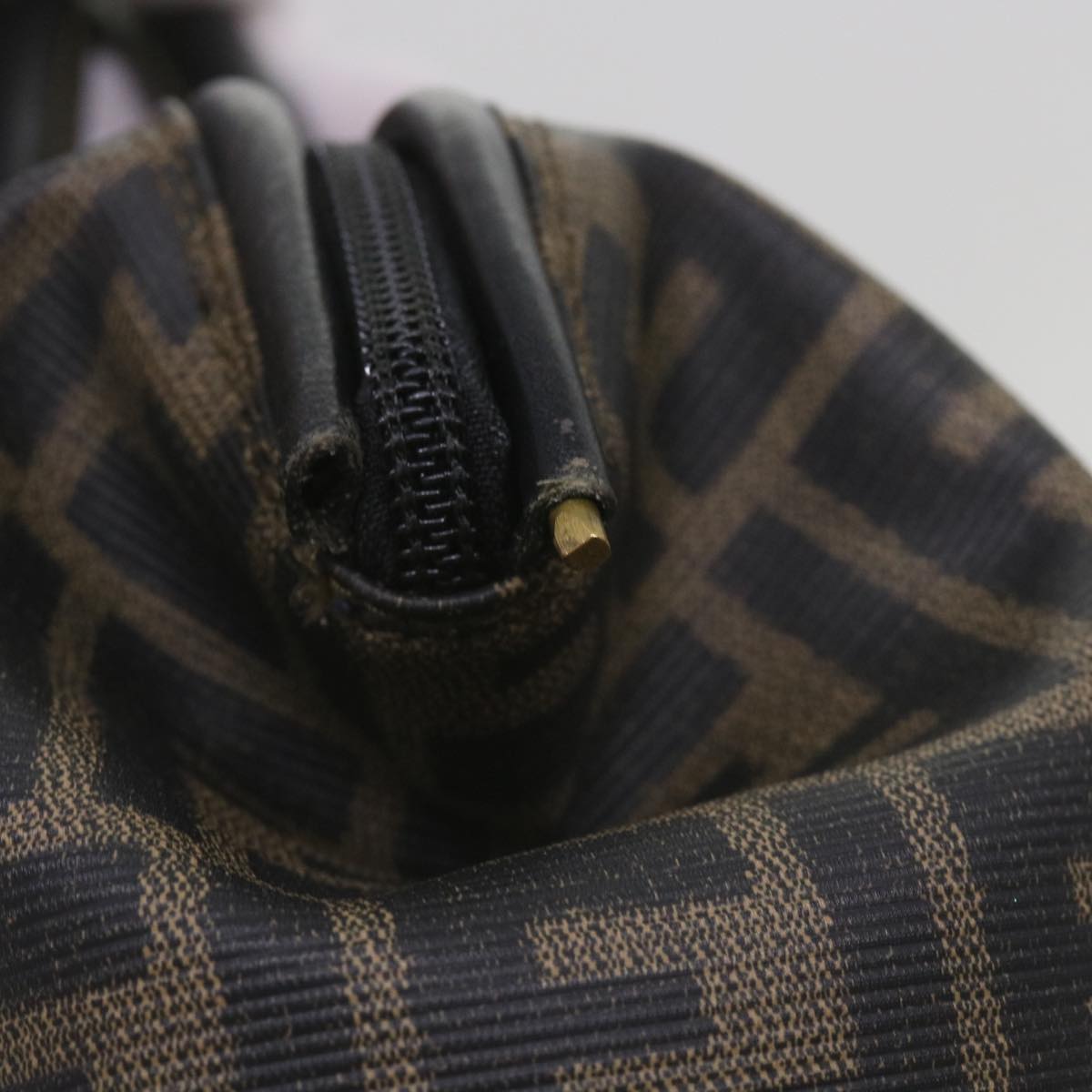 FENDI Zucca Canvas Hand Bag Black Brown yk11054