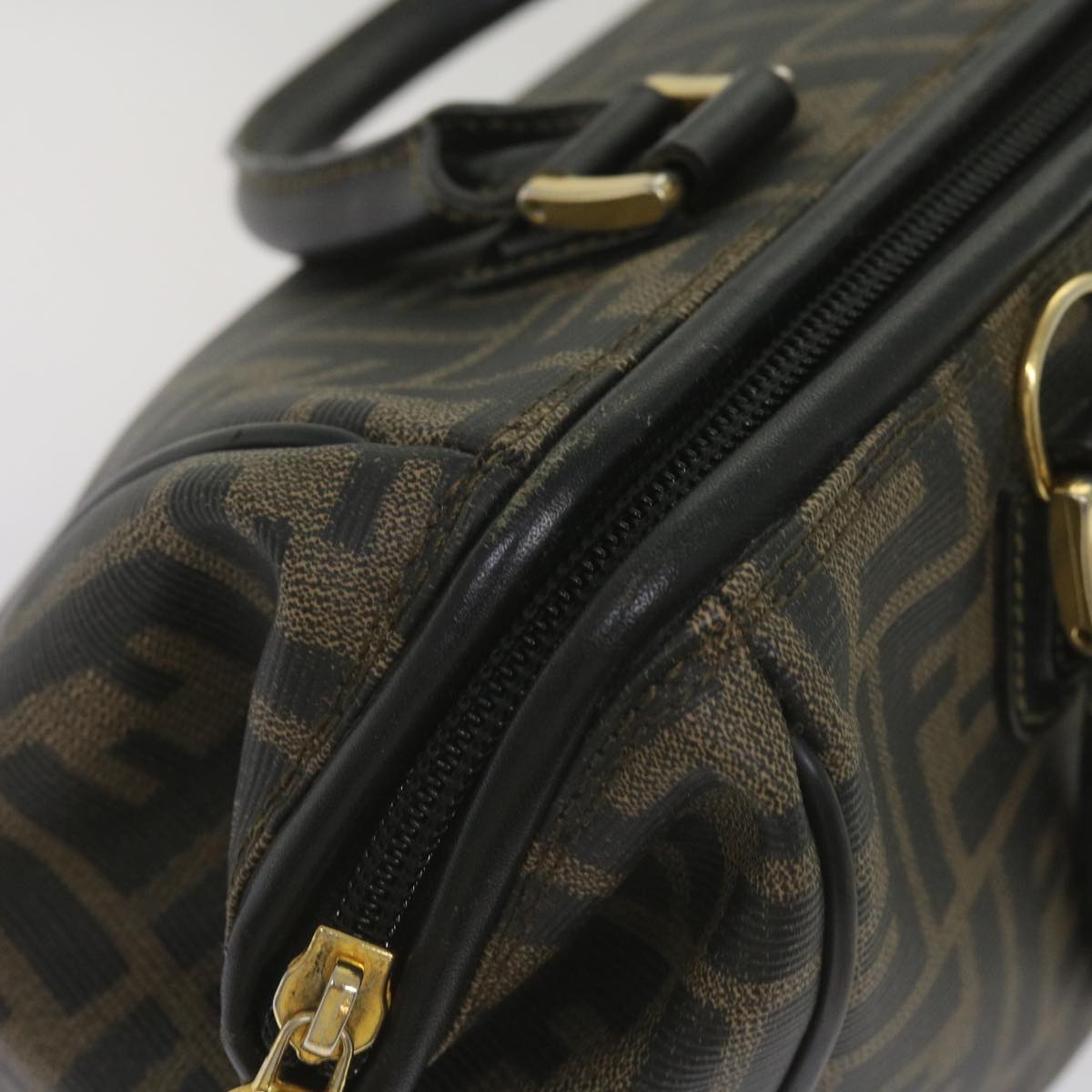 FENDI Zucca Canvas Hand Bag Black Brown yk11054