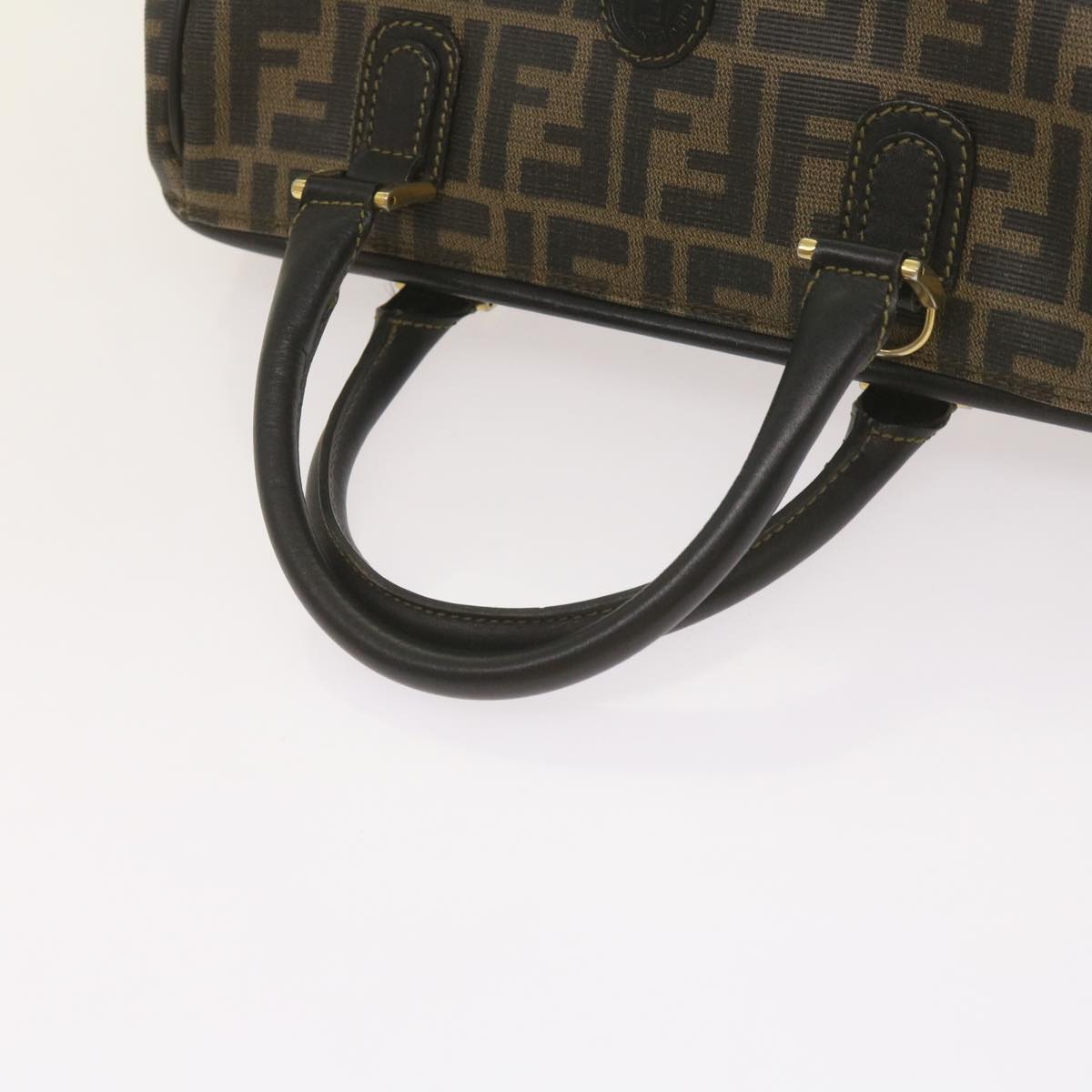 FENDI Zucca Canvas Hand Bag Black Brown yk11054