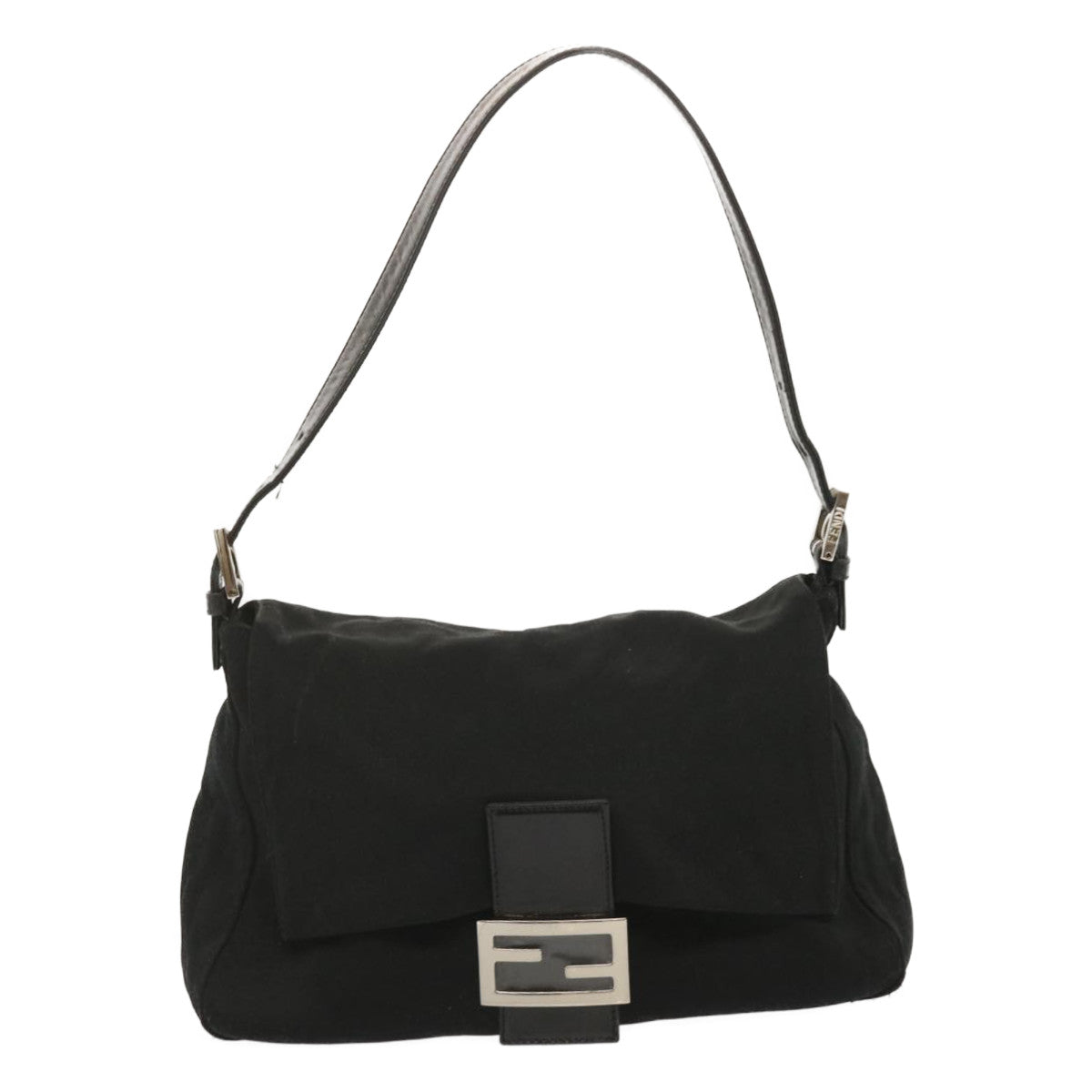 FENDI Mamma Baguette Shoulder Bag Nylon Black yk11070