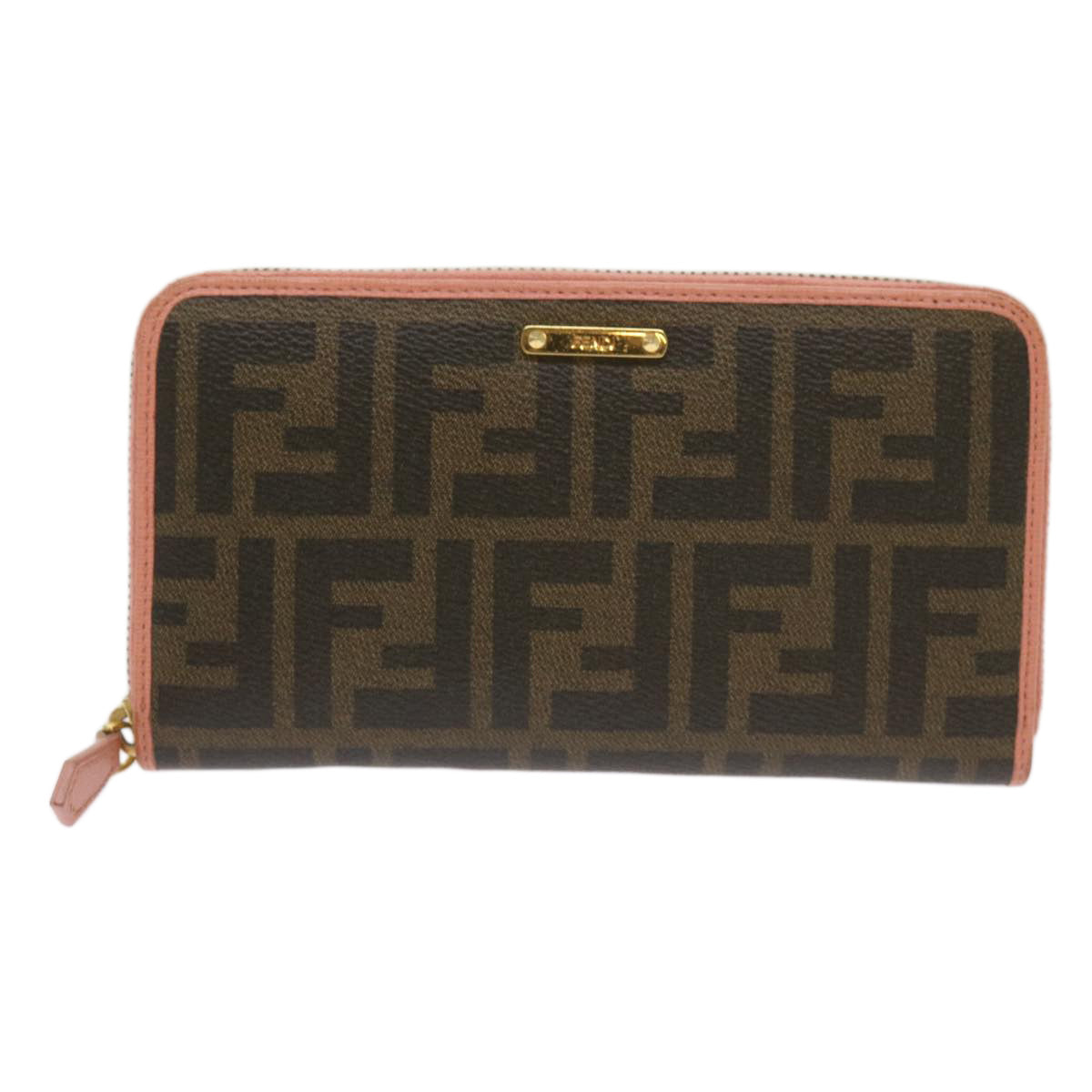FENDI Zucca Canvas Long Wallet Black Brown yk11164