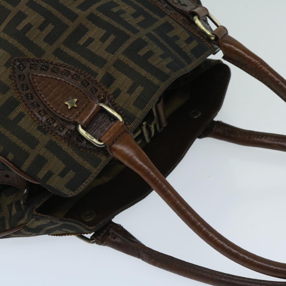 FENDI Zucca Canvas Hand Bag Brown yk11216