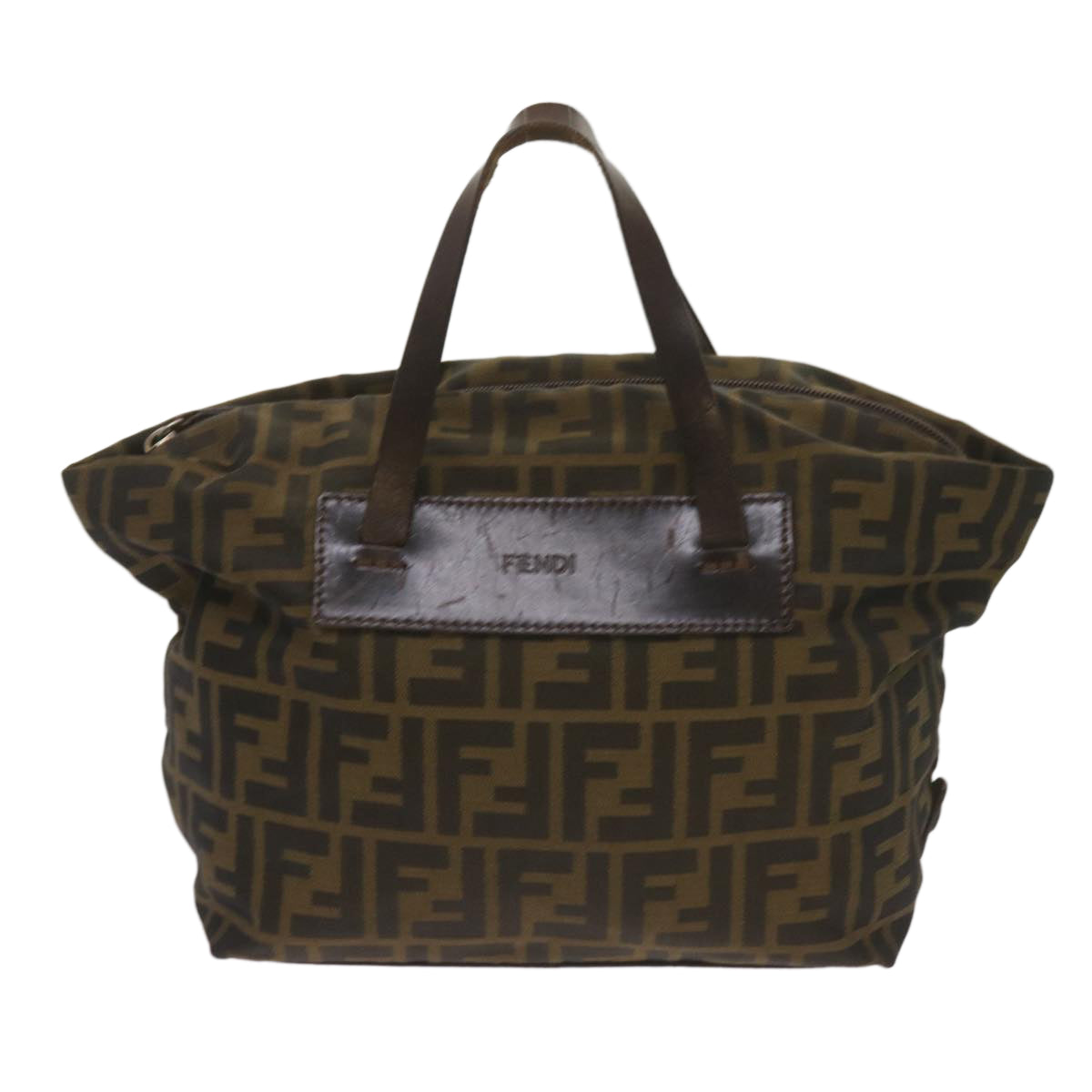 FENDI Zucca Canvas Hand Bag Brown Black yk11227