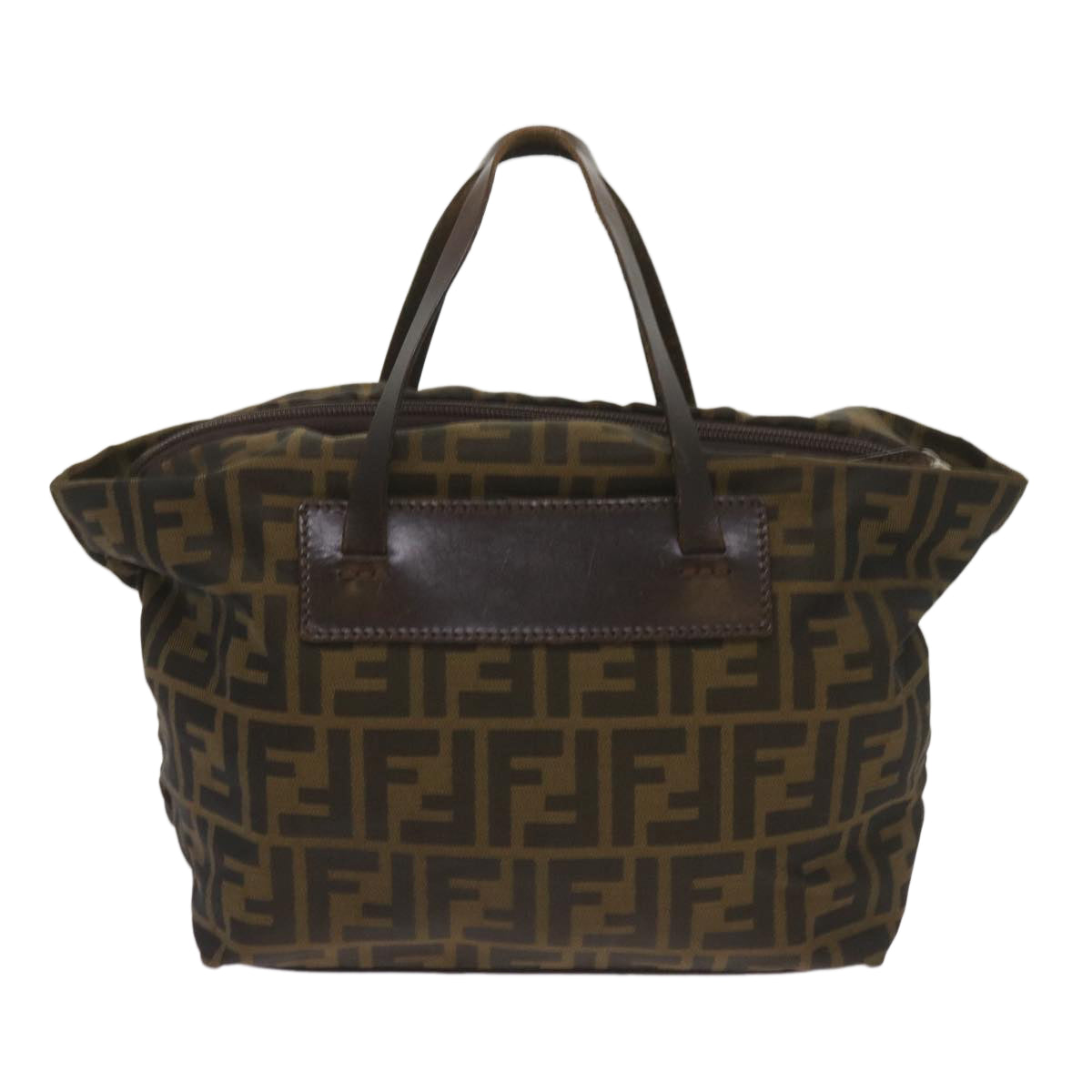 FENDI Zucca Canvas Hand Bag Brown Black yk11227