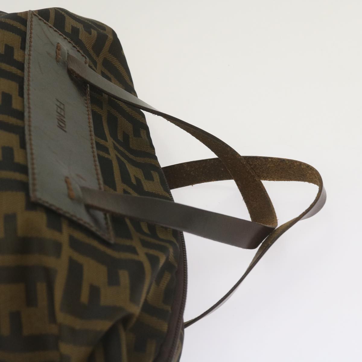 FENDI Zucca Canvas Hand Bag Brown Black yk11227