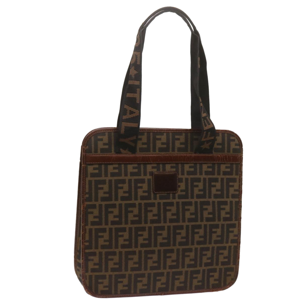 FENDI Zucca Canvas Tote Bag Black Brown yk11261