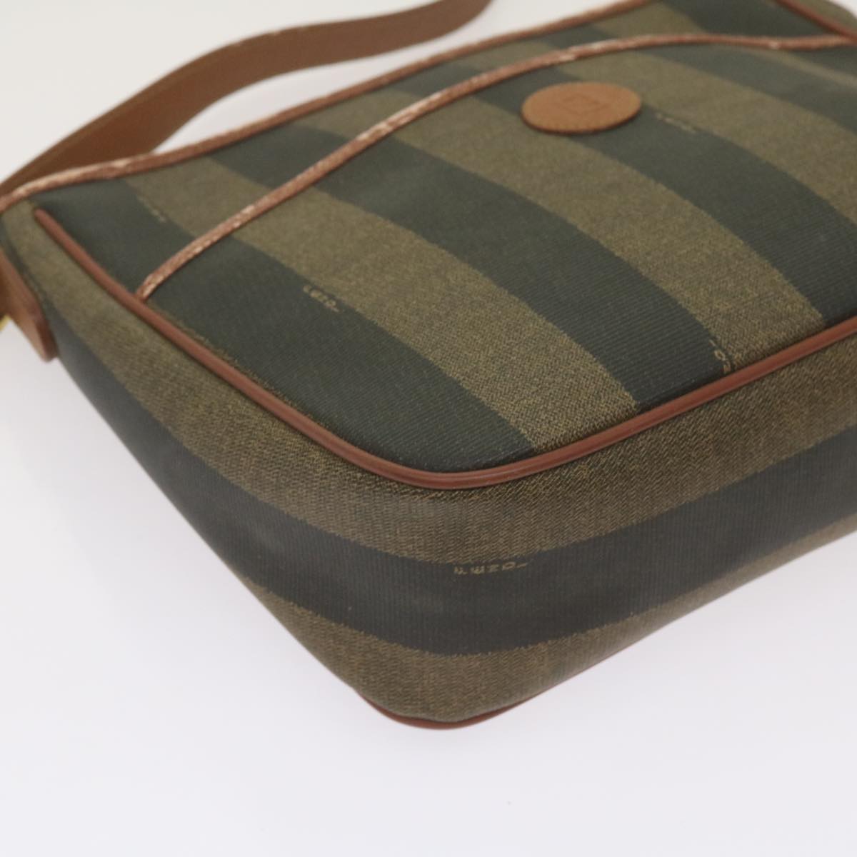 FENDI Pecan Canvas Shoulder Bag Brown Black yk11276