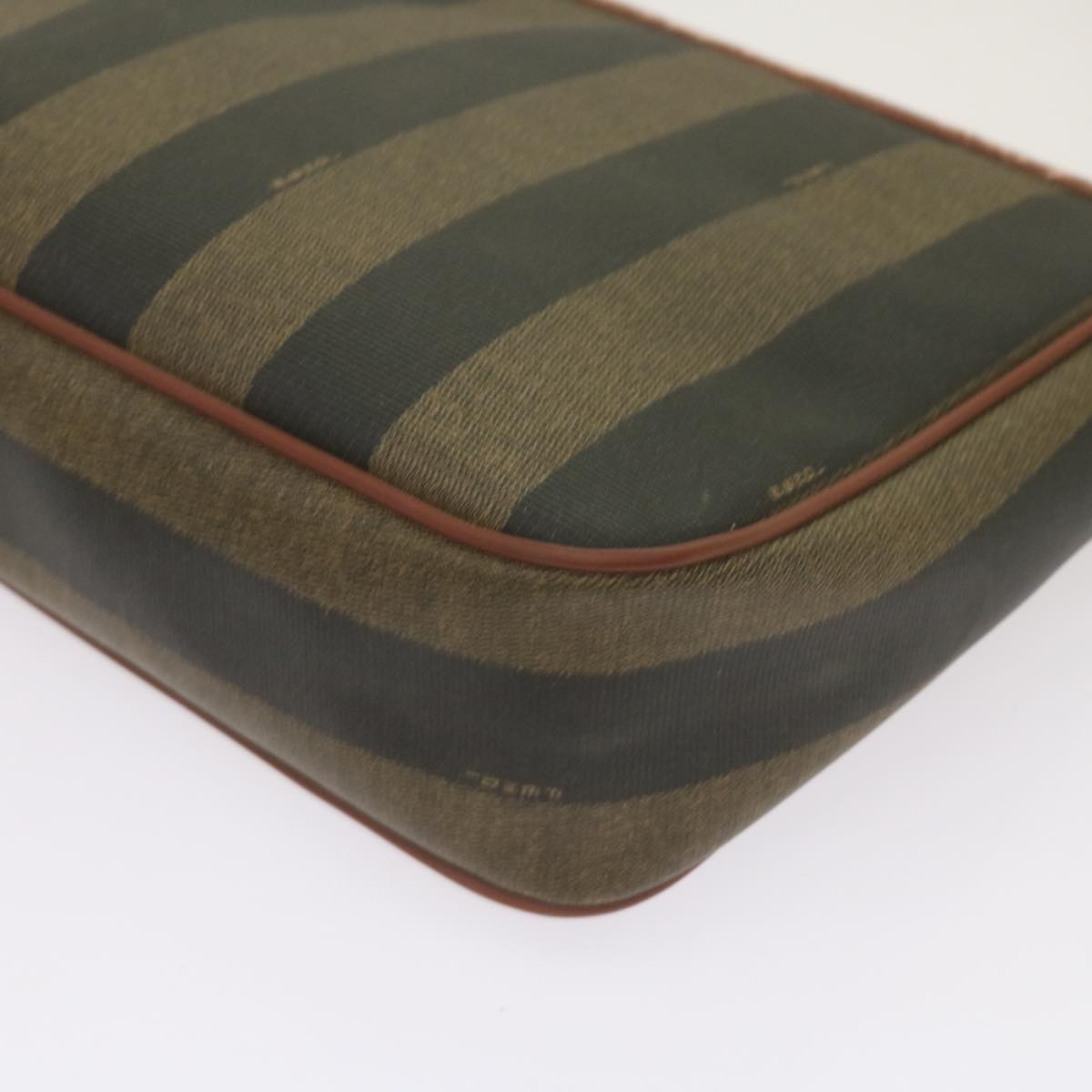 FENDI Pecan Canvas Shoulder Bag Brown Black yk11276