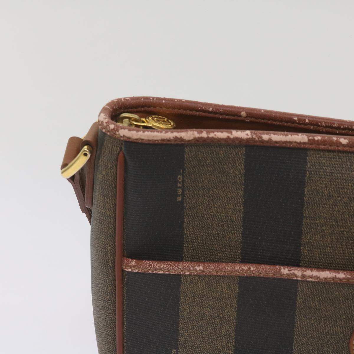 FENDI Pecan Canvas Shoulder Bag Brown Black yk11276