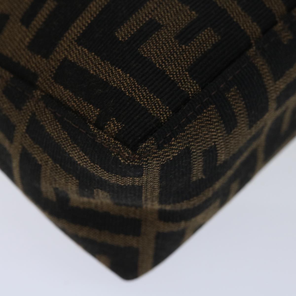 FENDI Zucca Canvas Hand Bag Brown Black yk11283