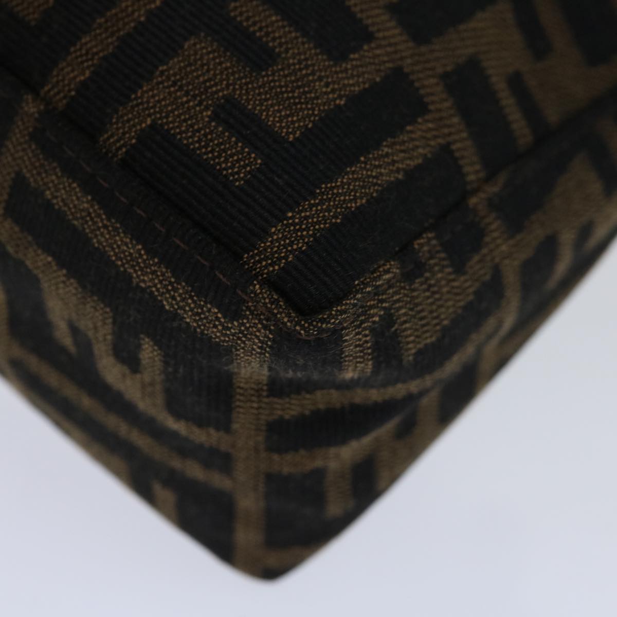 FENDI Zucca Canvas Hand Bag Brown Black yk11283