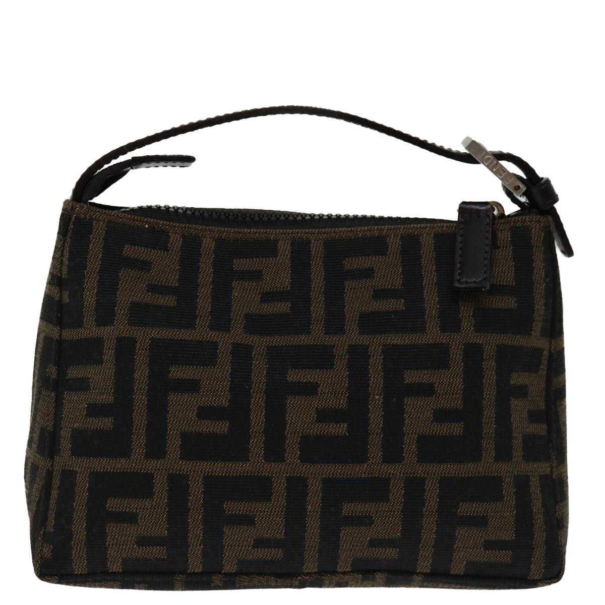 FENDI Zucca Canvas Hand Bag Brown Black yk11283