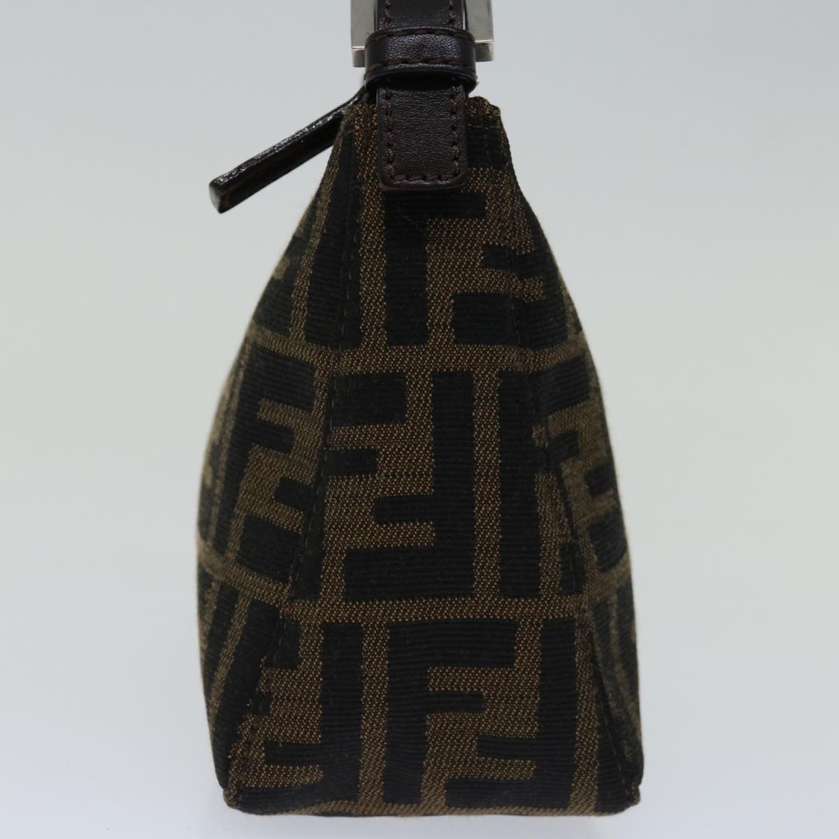 FENDI Zucca Canvas Hand Bag Brown Black yk11283