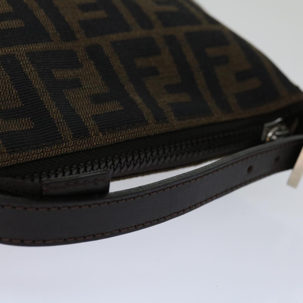 FENDI Zucca Canvas Hand Bag Brown Black yk11283