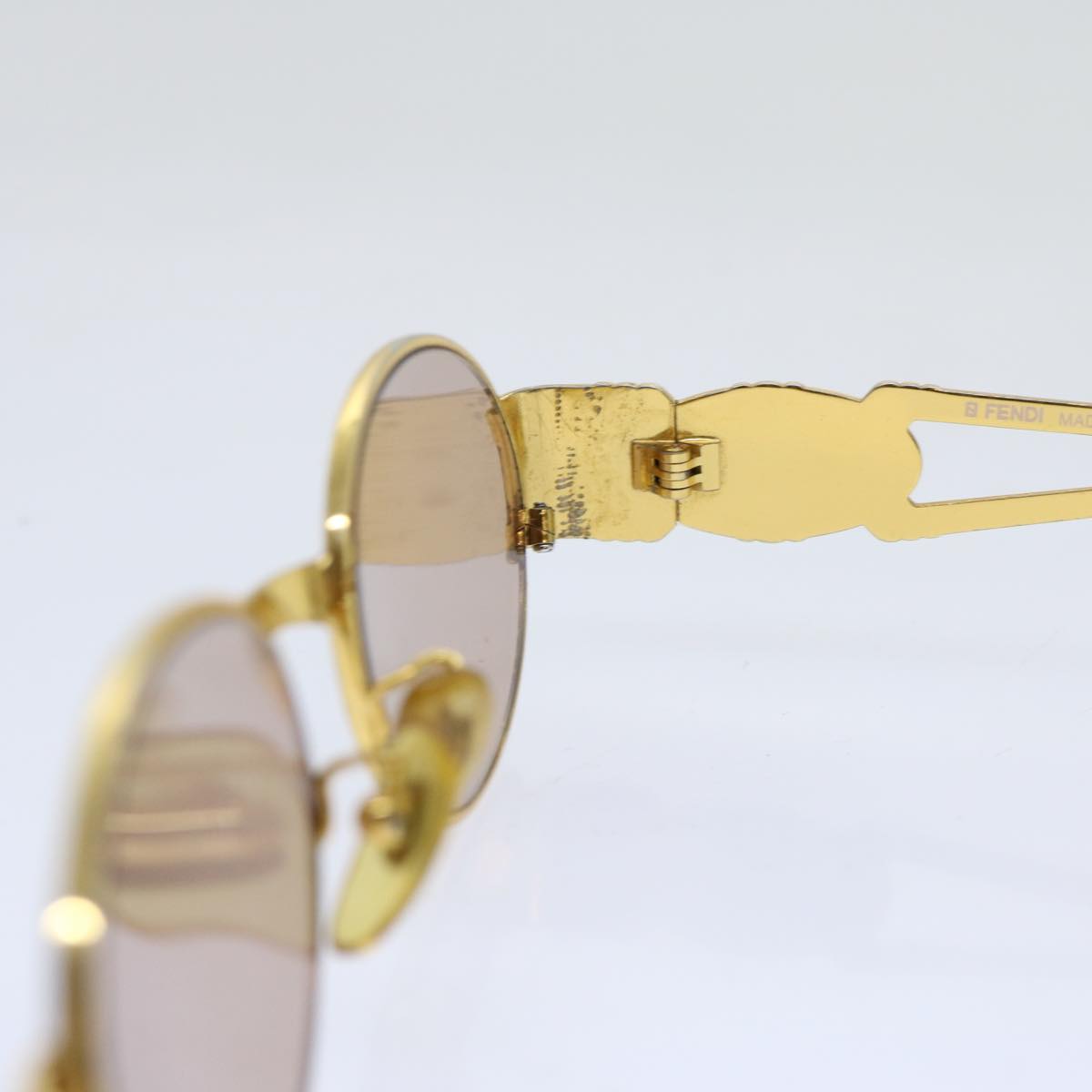 FENDI Sunglasses metal Gold Brown yk11319