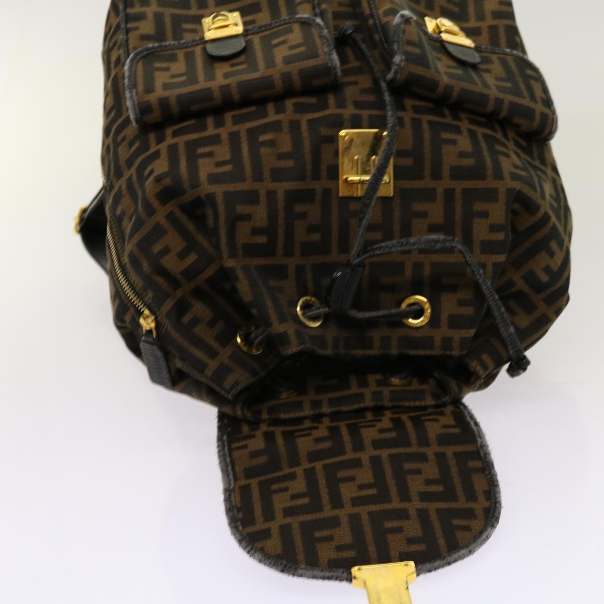 FENDI Zucca Canvas Backpack Brown Black yk11410