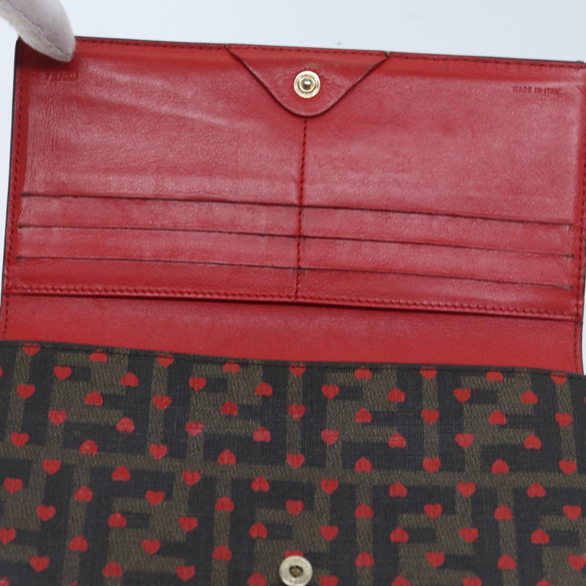 FENDI Zucca Canvas Long Wallet Black Brown yk11434