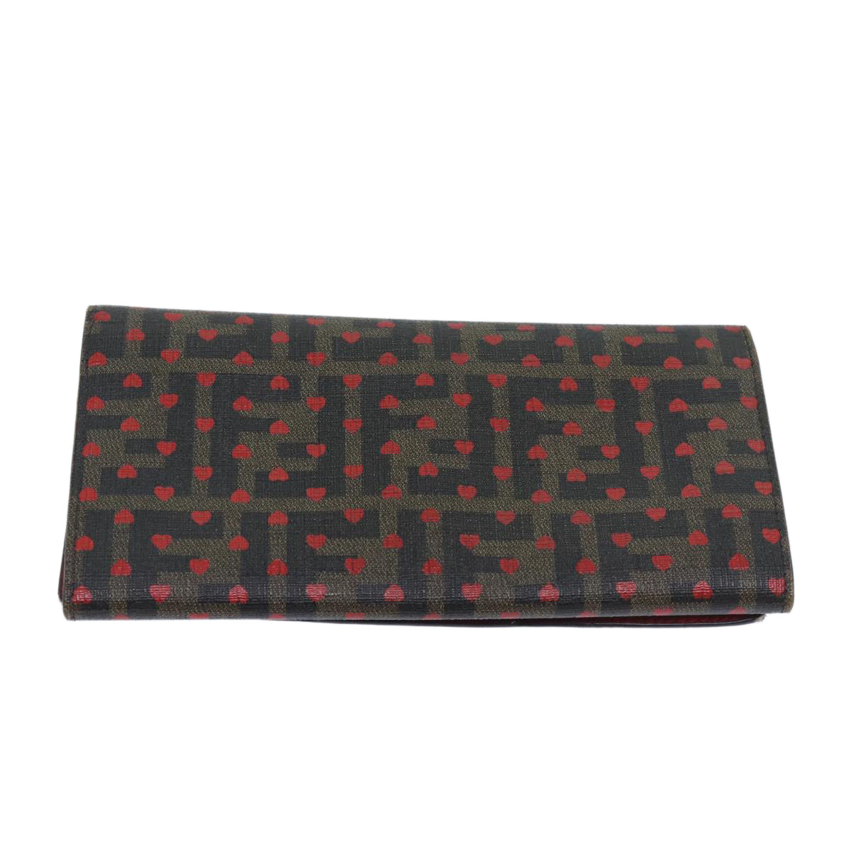 FENDI Zucca Canvas Long Wallet Black Brown yk11434