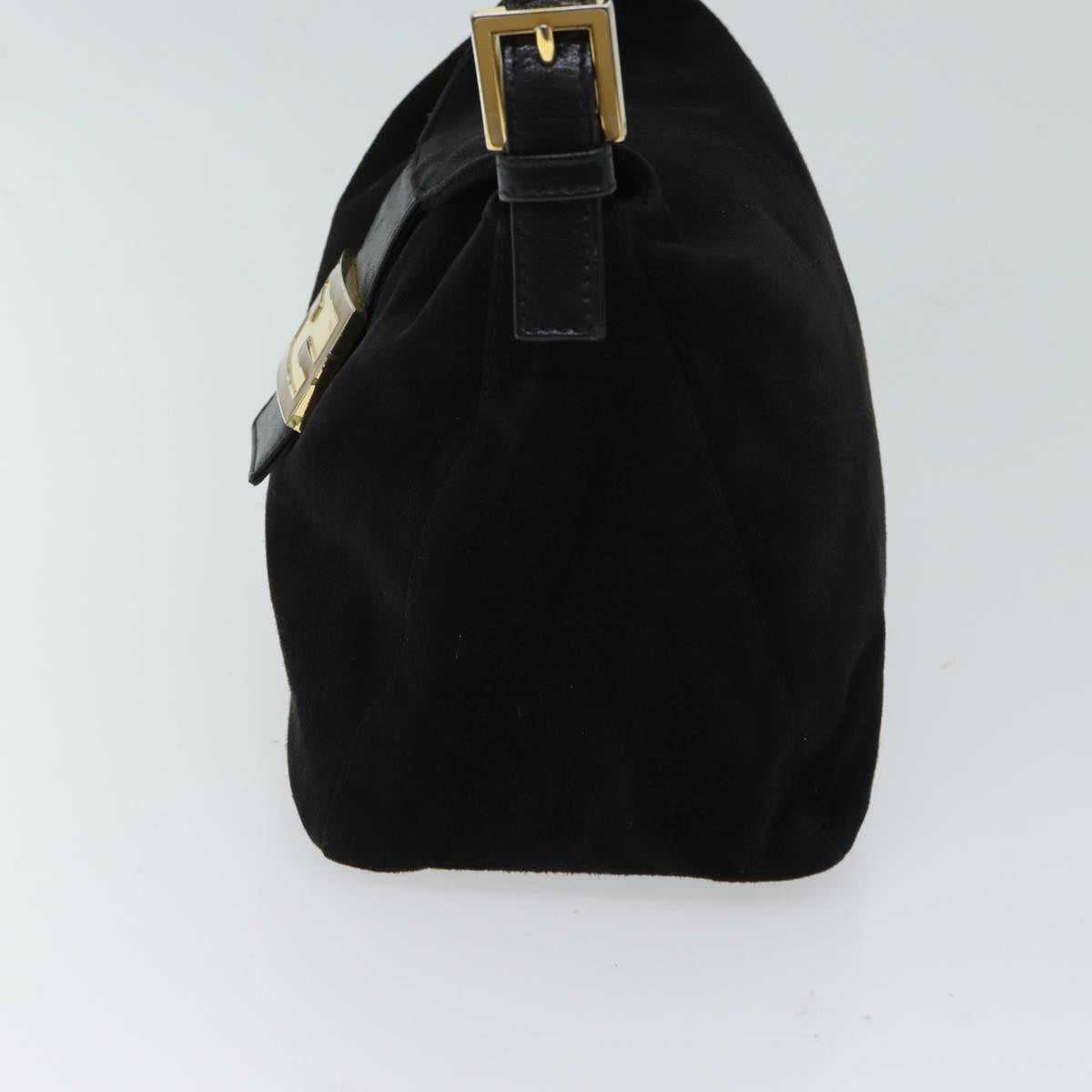 FENDI Mamma Baguette Shoulder Bag Suede Black yk11454