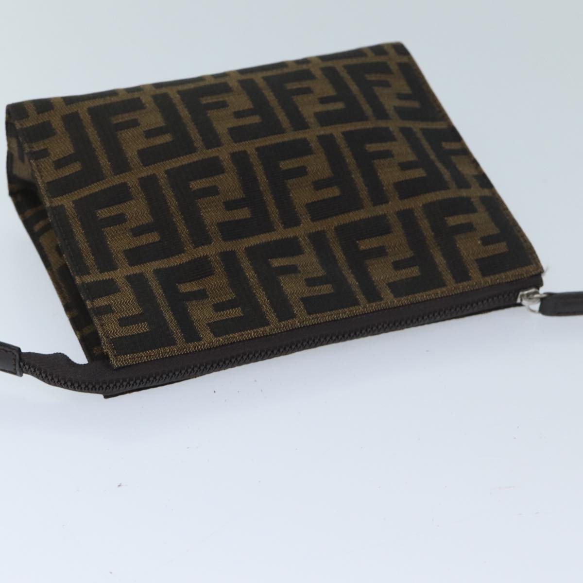 FENDI Zucca Canvas Pouch Brown Black yk11460