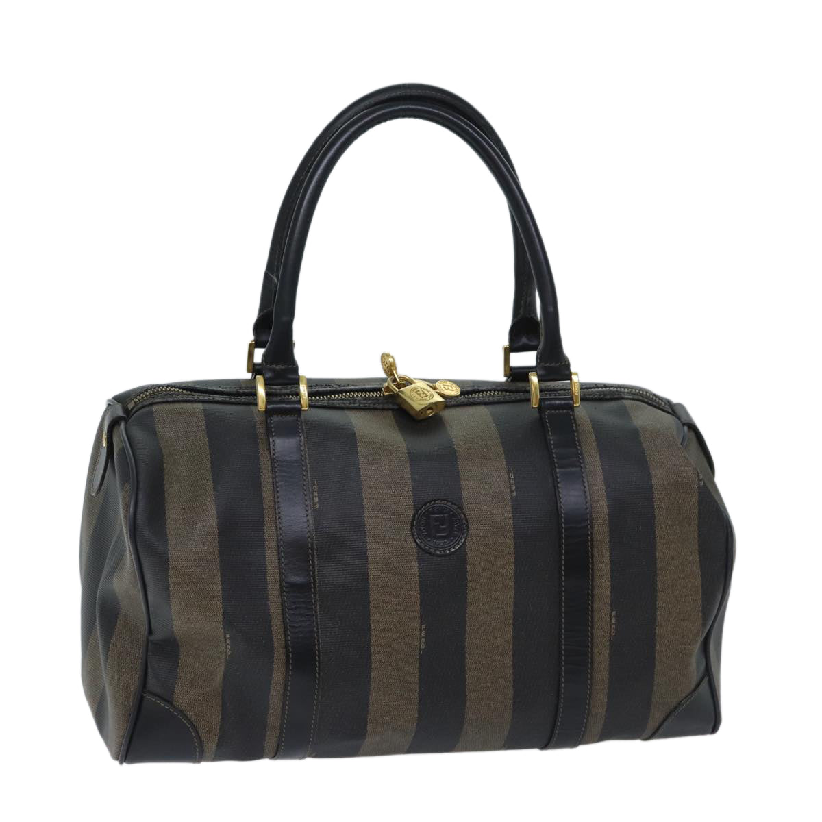 FENDI Pecan Canvas Boston Bag Brown yk11462