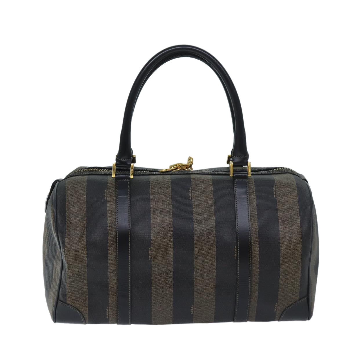 FENDI Pecan Canvas Boston Bag Brown yk11462