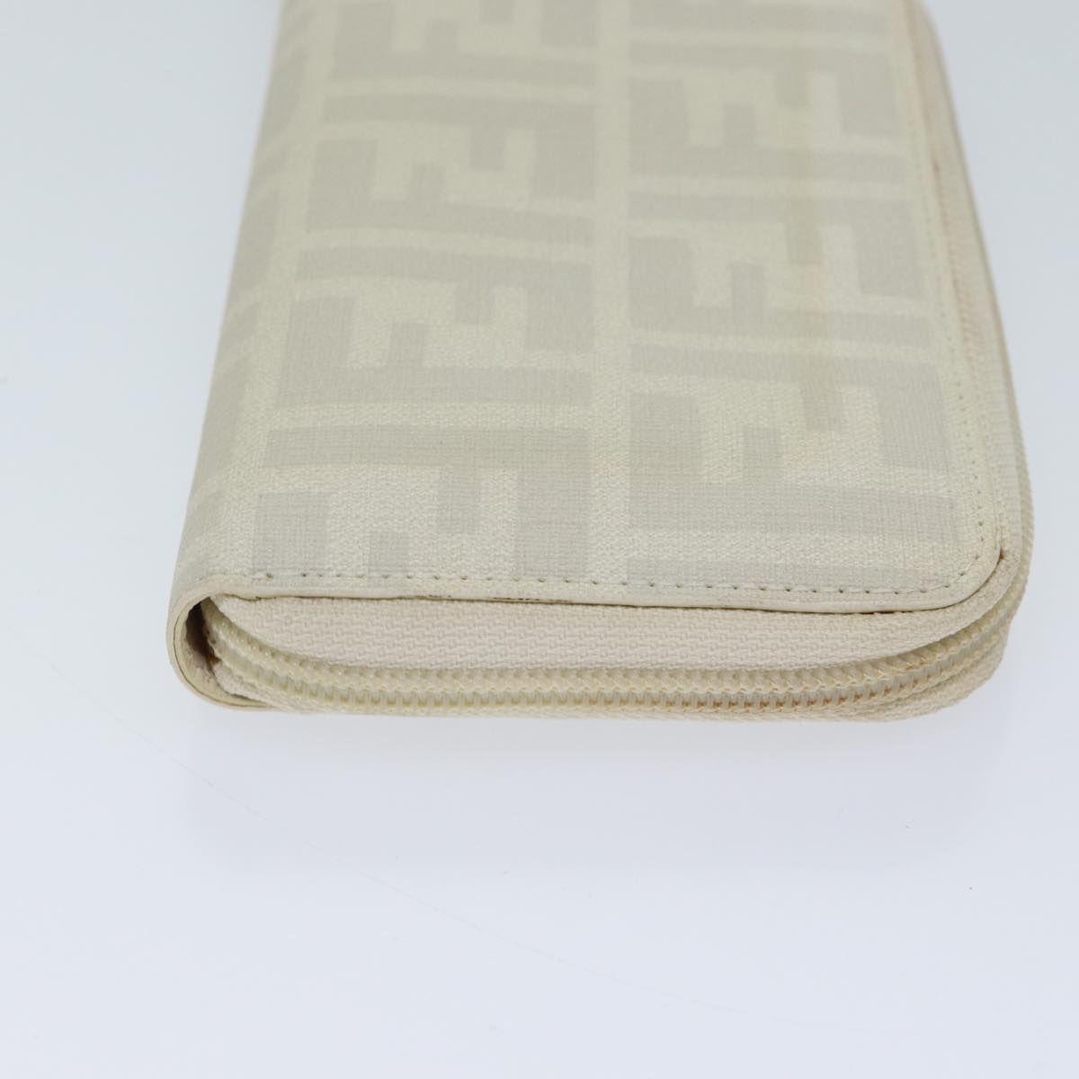 FENDI Zucca Canvas Long Wallet White yk11469
