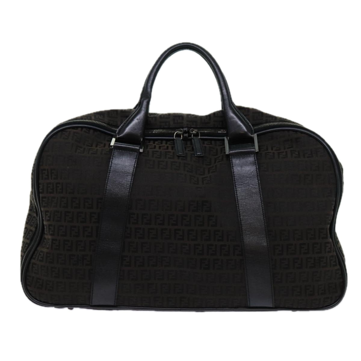 FENDI Zucchino Canvas Boston Bag Black yk11470