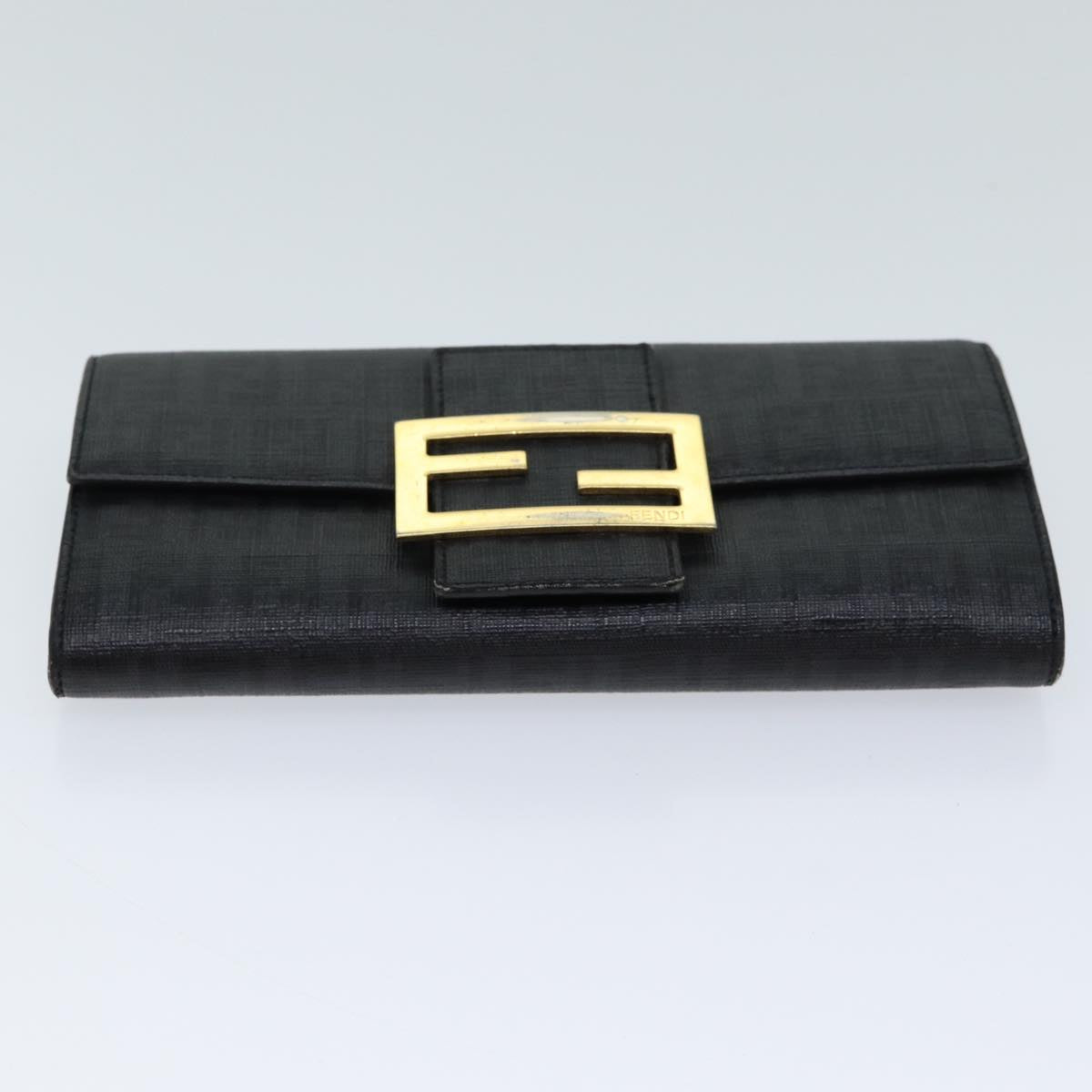 FENDI Zucchino Canvas Long Wallet Black yk11478