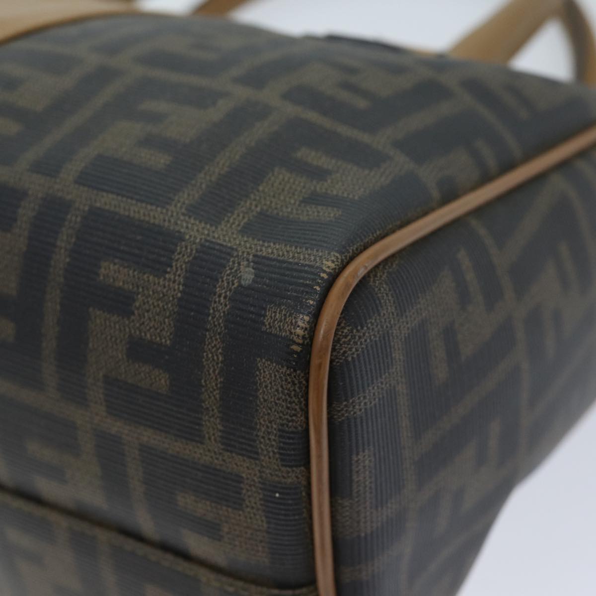 FENDI Zucca Canvas Boston Bag Brown Black yk11516