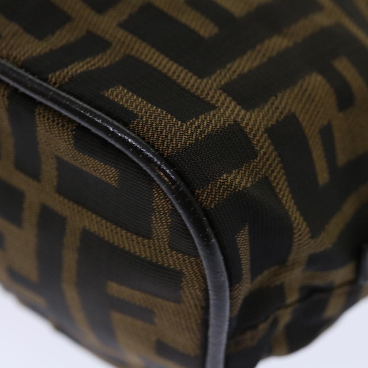 FENDI Zucca Canvas Hand Bag Brown Black yk11574