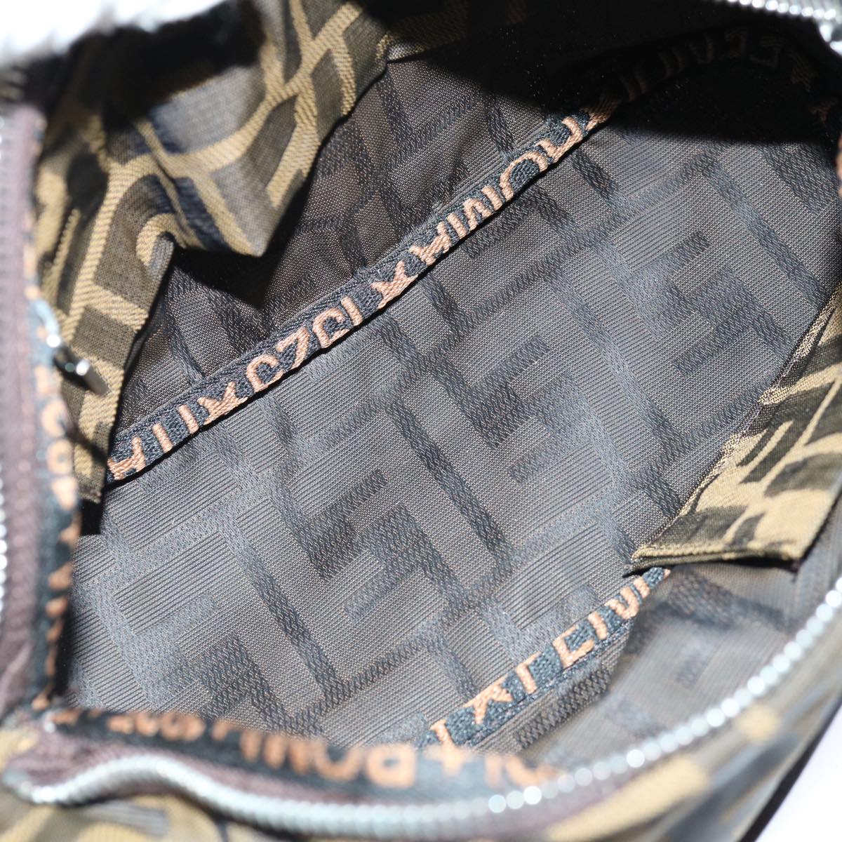 FENDI Zucca Canvas Hand Bag Brown Black yk11574