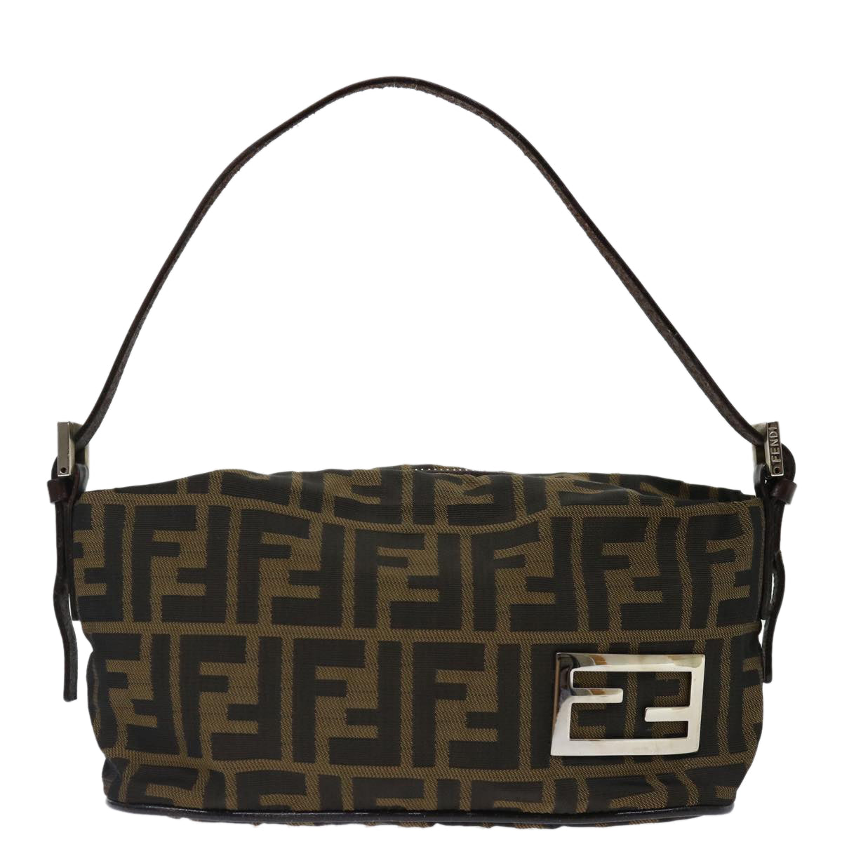 FENDI Zucca Canvas Hand Bag Brown Black yk11574