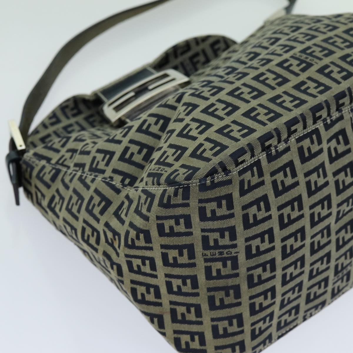 FENDI Zucchino Canvas Mamma Baguette Shoulder Bag Navy yk11630