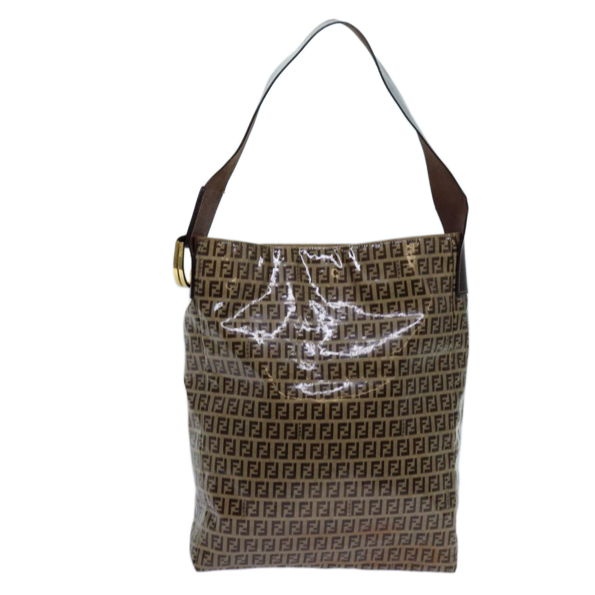 FENDI Zucchino Canvas Shoulder Bag Beige yk11646