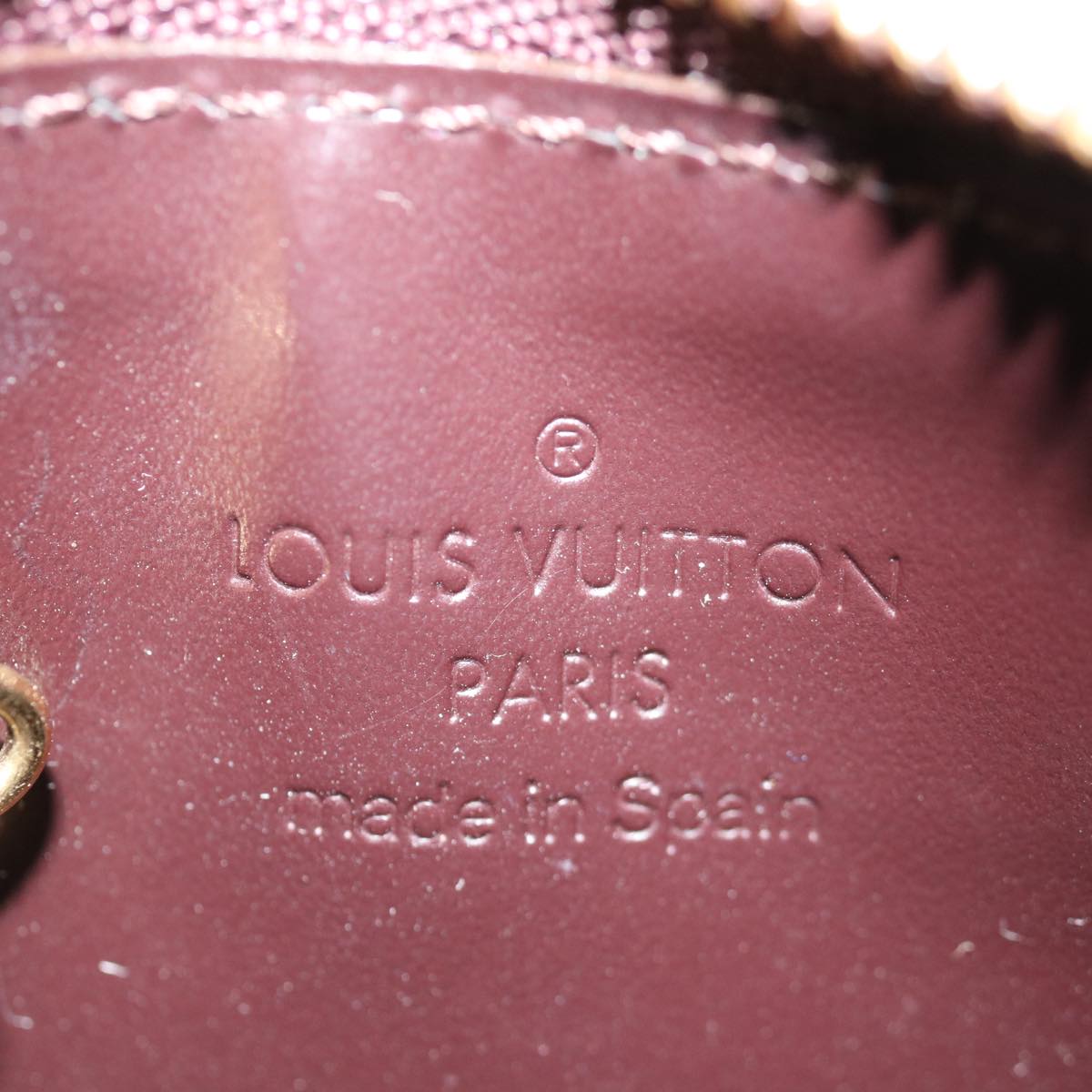 LOUIS VUITTON Vernis Pochette Cles NM Coin Purse Amarante M93557 LV yk11701