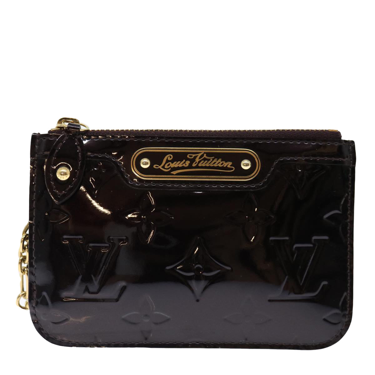 LOUIS VUITTON Vernis Pochette Cles NM Coin Purse Amarante M93557 LV yk11701
