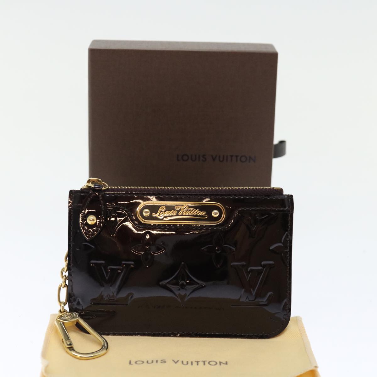 LOUIS VUITTON Vernis Pochette Cles NM Coin Purse Amarante M93557 LV yk11701