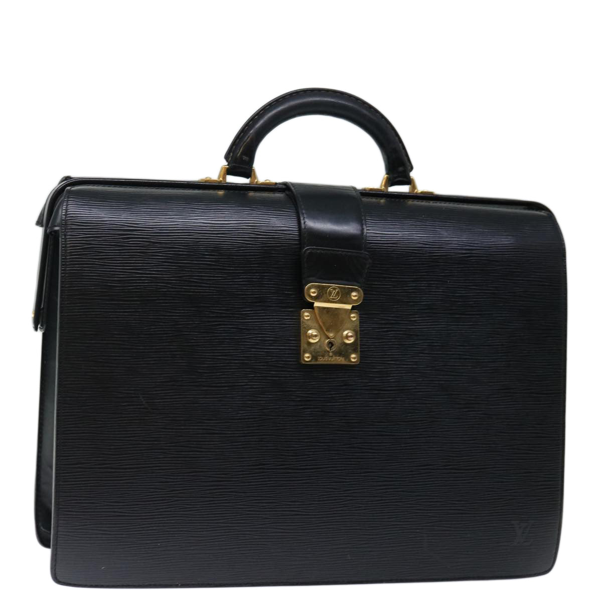 LOUIS VUITTON Epi Serviette Fermoir Business Bag Black M54352 LV yk11717