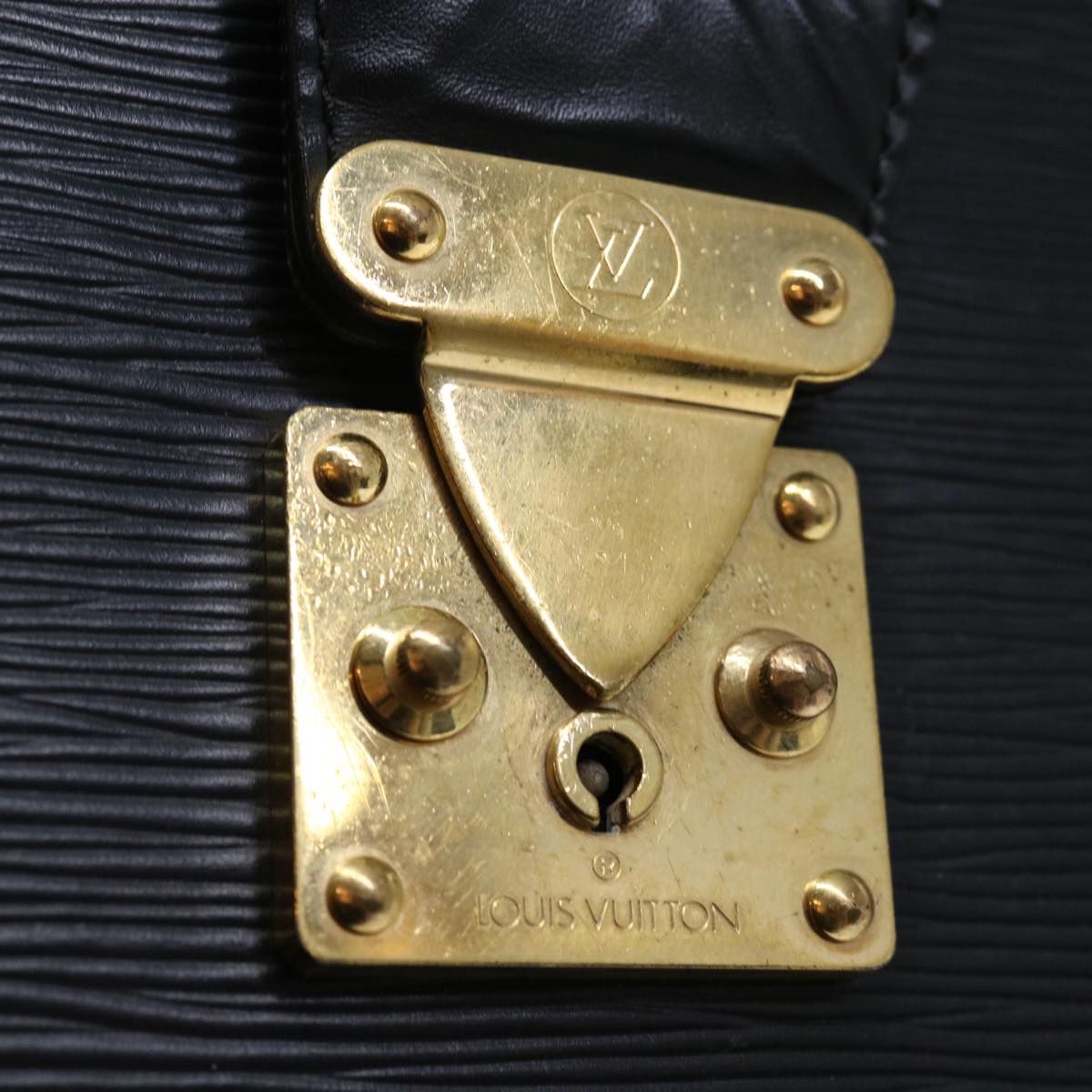 LOUIS VUITTON Epi Serviette Fermoir Business Bag Black M54352 LV yk11717