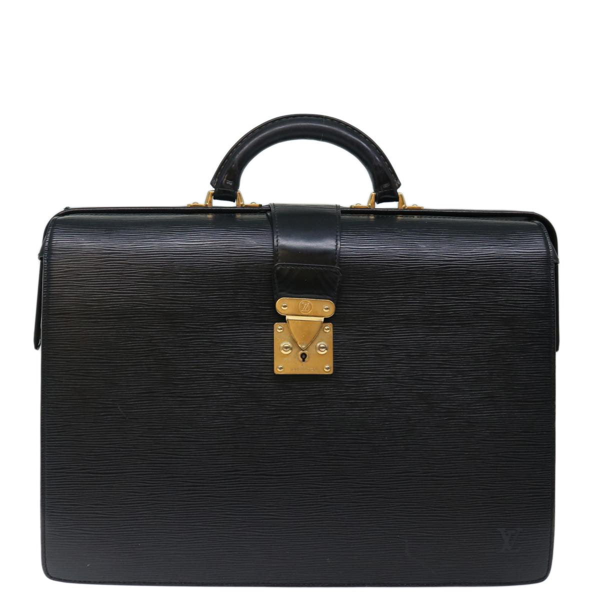 LOUIS VUITTON Epi Serviette Fermoir Business Bag Black M54352 LV yk11717