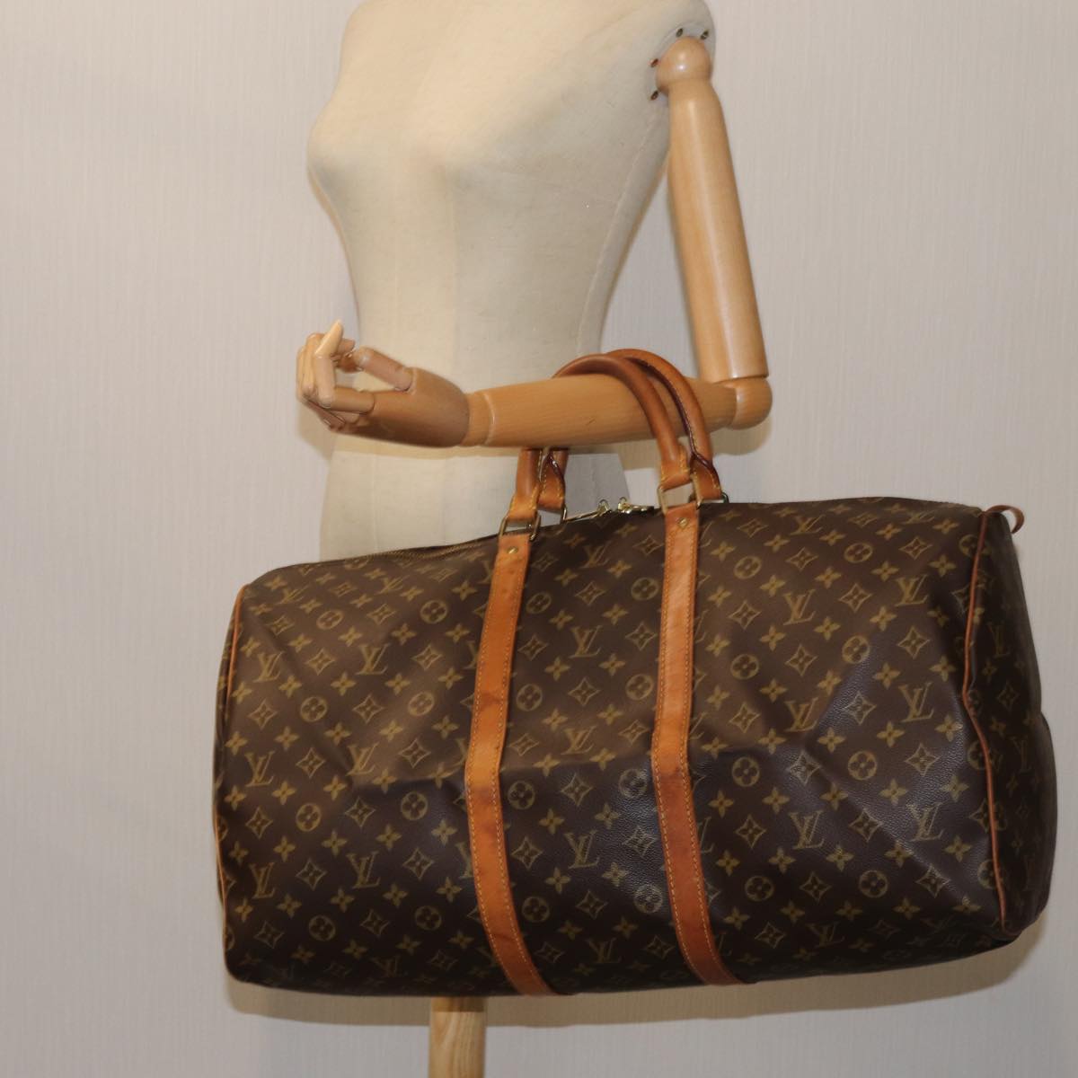 LOUIS VUITTON Monogram Keepall 55 Boston Bag M41424 LV yk11738