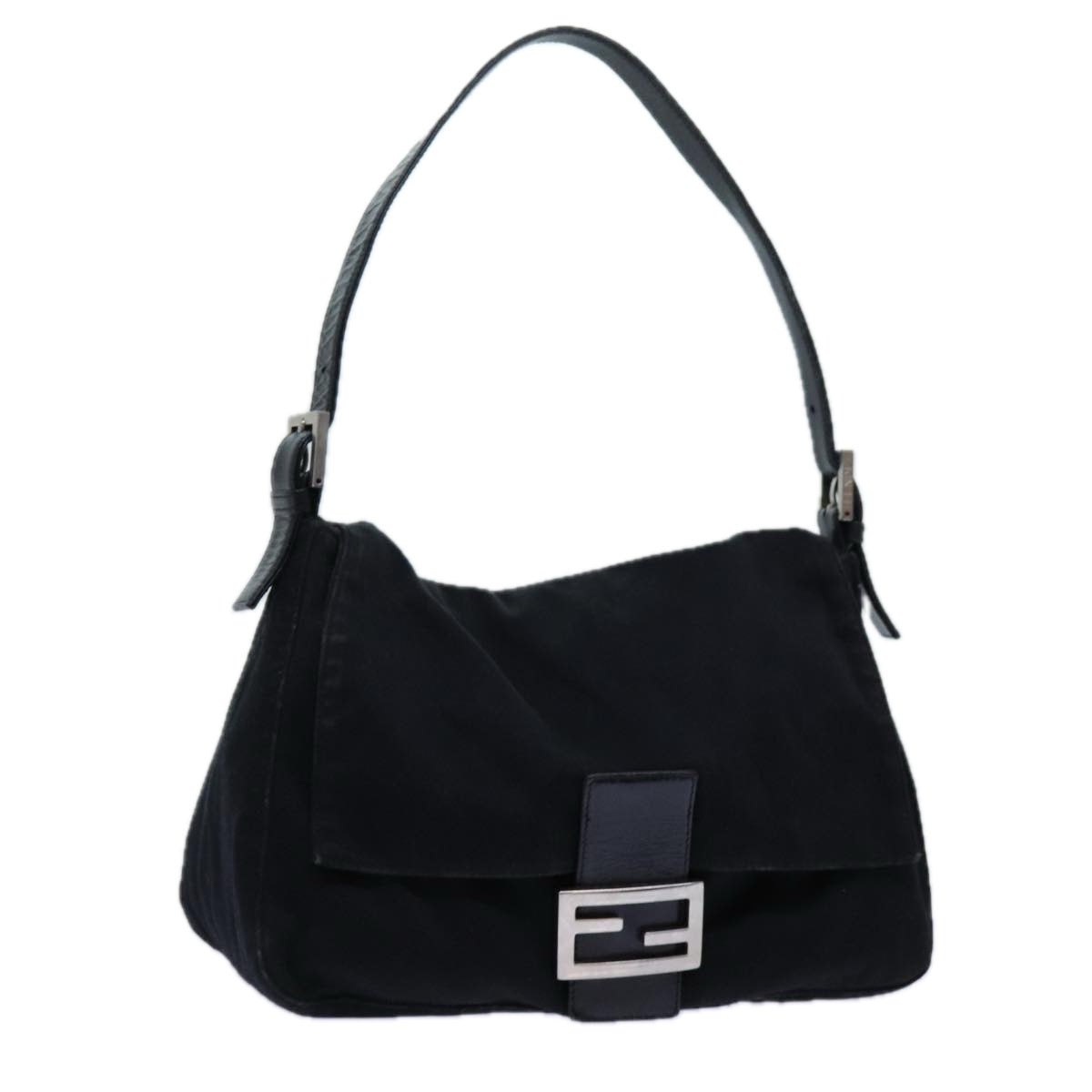 FENDI Mamma Baguette Shoulder Bag Nylon Black yk11760