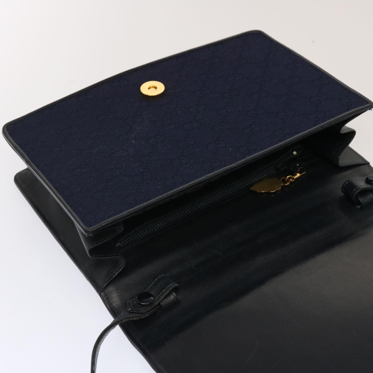GUCCI GG Canvas Shoulder Bag Navy Black yk11772