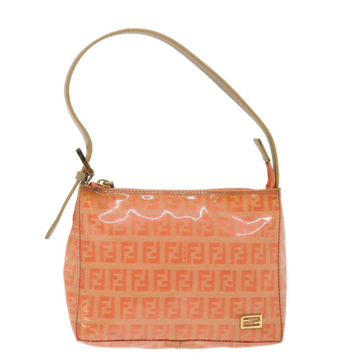 FENDI Zucchino Canvas Accessory Pouch Coated Canvas Orange yk11786