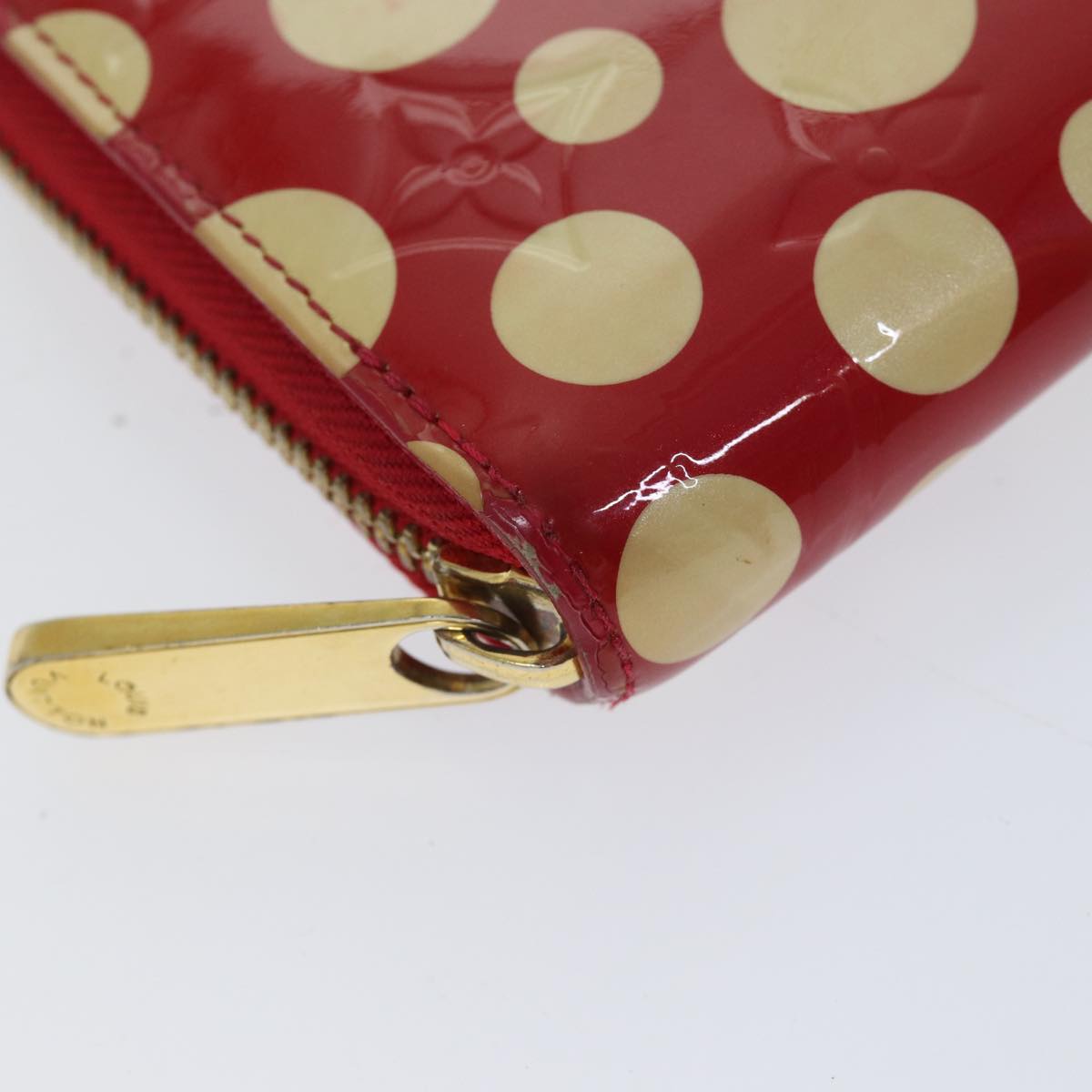 LOUIS VUITTON Monogram Vernis Yayoi Kusama Wallet Rouge M91572 LV yk11825
